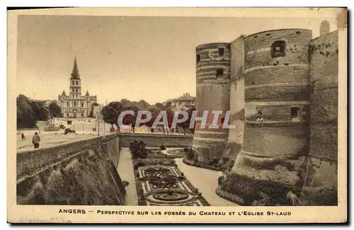 Cartes postales Angers Perspective Sur Les Fosses Du Chateau Et L&#39Eglise St Laud