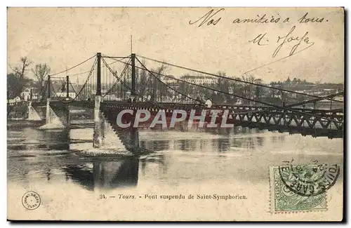 Ansichtskarte AK Tours Pont Suspendu De Saint Symphorien