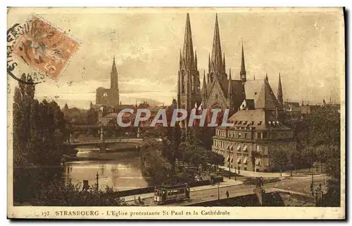 Cartes postales Strasborug L'Eglise Protestante St Paul Et La Cathedrale