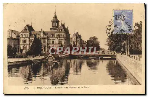 Ansichtskarte AK Mulhouse L&#39Hotel Des Postes Et Le Canal