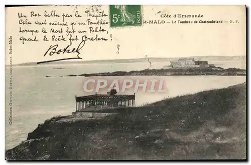 Cartes postales Cote d&#39Emeraude St Malo Le Tombeau Du Chateaubriand Botrel