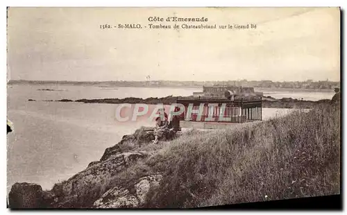 Cartes postales Cote d&#39Emeraude St Malo Tombeau De Chateaubriand Sur Le Grand Be