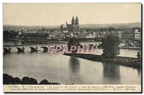 Cartes postales Tours Vue Generale La Loire Et l&#39Ile Simon