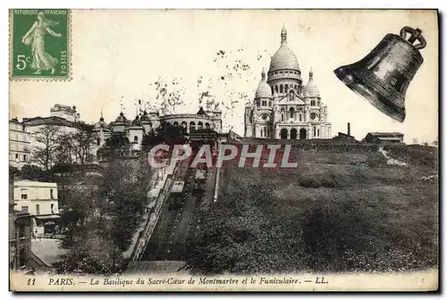 Ansichtskarte AK Paris La Basilique Du Sacre Coeur De Montmartre Et Le Funiculaire Cloche