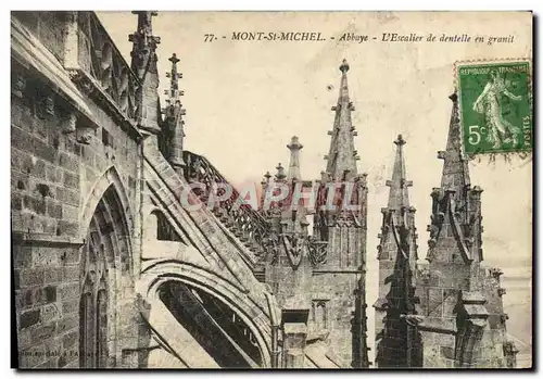 Ansichtskarte AK Mont St Michel abbaye L&#39Escalier De Dentelle En Granit