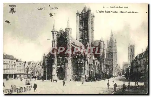 Cartes postales Gent Gard L&#39Eglise Saint Nicolas Marche Aux Grains