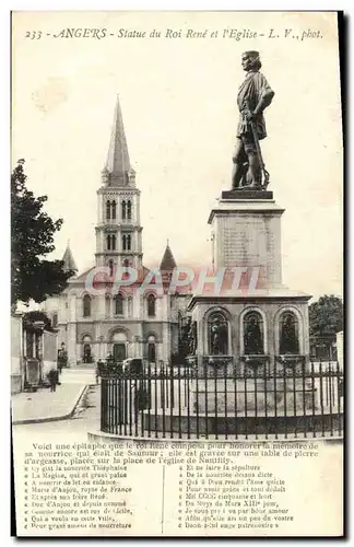 Cartes postales Angers Statue Du Roi Rene Et l&#39Eglise