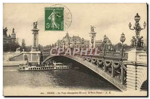 Ansichtskarte AK Paris Le Pont Alexandre III Avec Le Petit Palais peniche