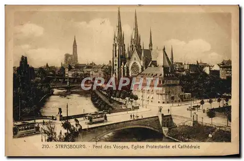 Ansichtskarte AK Strasbourg Pont Des Vosges Eglise Protestante Et Cathedraie