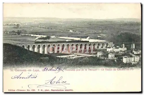 Cartes postales St Germain en Laye Le Panorama Pris De La Terrasse Le viaduc du chemin de fer Train