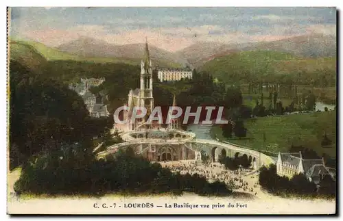 Cartes postales Lourdes La Basilique Vue Pris Du Fort