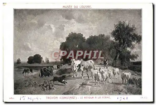 Ansichtskarte AK Musee Du Louvre Troyon Le Retour A La Ferme Vaches Moutons Chein