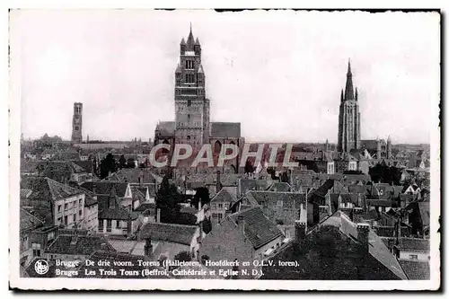 Ansichtskarte AK Bruges Les Trois Tours Beffroi Cathedrale et Eglise ND