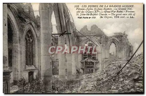 Ansichtskarte AK Les Ruines De La Grande Guerre Peronne Eglise St Jean Baptiste Militaria