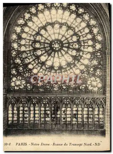 Cartes postales Paris Notre Dame Rosace Du Transept Nord