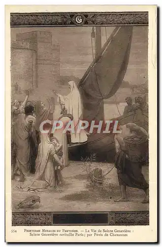 Cartes postales Peintures Murales Du Pantheon La vie de Ste Genevieve Puvis de Chavannes Paris