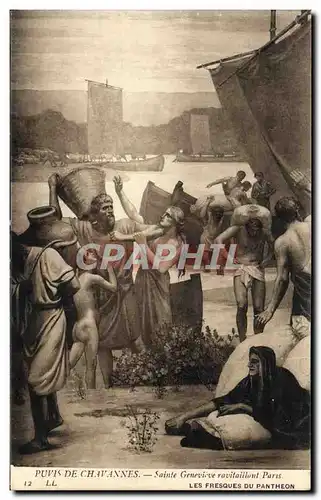 Ansichtskarte AK Puvis De Chavannes Sainte Genevieve ravitaillant Paris Fresques du Pantheon