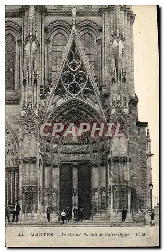 Cartes postales Mantes Le Grand Portail de Notre Dame