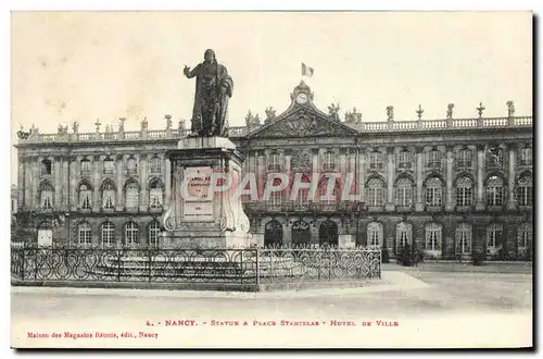 Cartes postales Nancy Statue & Place Stanislas Hotel de ville