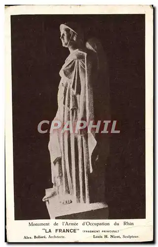 Cartes postales Monument De L&#39Arme D&#39Occupation Du Rhin La France La France