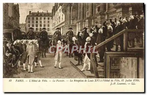 Cartes postales Paris l&#39Hotel De Ville Le Fumoir La reception de Louis XVI a l&#39hotel de ville 17 juillet 1