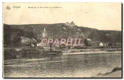 Cartes postales Dinant Bouvignes Et Les Ruines De Crevecoeur Bateau