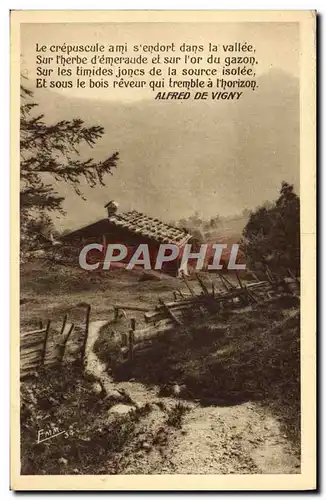 Cartes postales Le Crepuscule Ami S&#39Endort Dans La Vallee Sur L&#39Herbe Alfred de Vigny