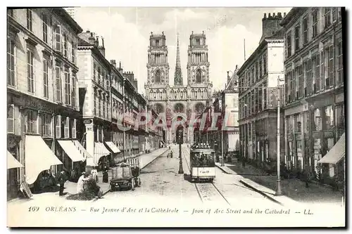 Cartes postales Orleans Rue Jeanne d&#39Arc Et La Cathedrale Tramway