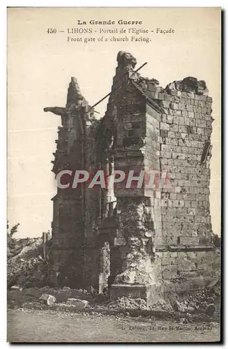 Cartes postales La Grande Guerre Lihons Portail De l&#39Eglise Facade Front Gate Of A Church Facing