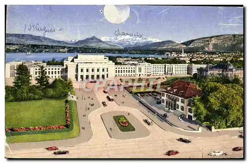 Cartes postales moderne Geneve Le Palais Des Nations Unies Et Le Mont Blanc