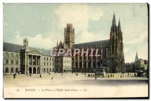 Cartes postales Rouen La Place Et l&#39Eglise Saint Ouen