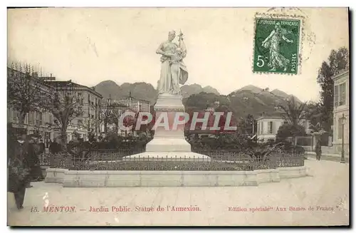 Cartes postales Menton Jardin Public Statue De l&#39Annexion