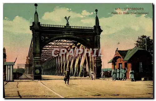 Ansichtskarte AK Strasbourg Pont Du Rhin Rive badoise Soldats