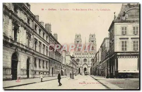 Cartes postales Orleans Le Lysee La Rue Jeanne d&#39Arc La Cathedrale