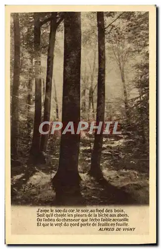 Cartes postales J&#39Aime Le Son Du Cor Le Soir Au Fond Des Bois Soit Qu&#39il Chante Alfred de Vigny