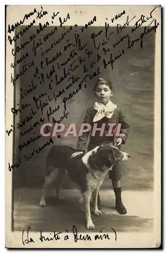 CARTE PHOTO Enfant Chien