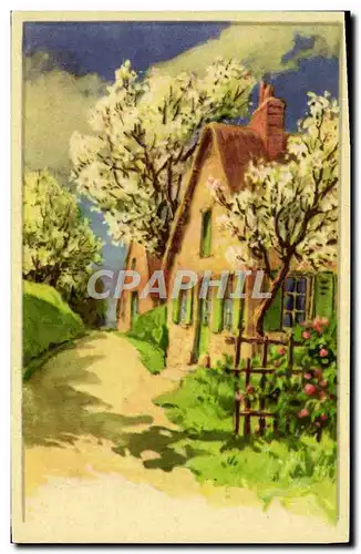 Cartes postales Fantaisie Maison ARbres