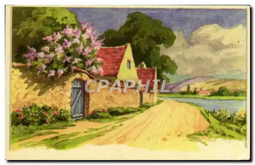 Cartes postales Fantaisie Fleurs Maison