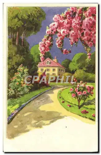 Cartes postales Fantaisie Fleurs Maison