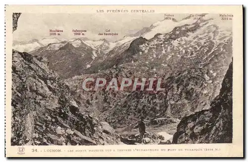 Cartes postales Les Pyrenees Centrales Luchon Les Monts Maudits Vus a travers l'Echancrure du port de Venasqu