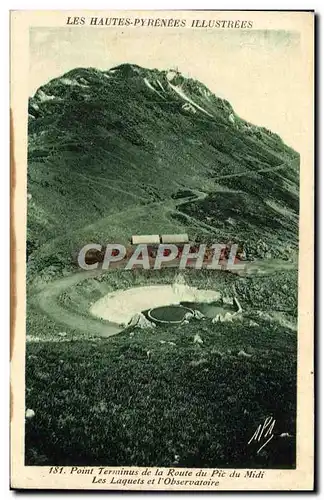 Cartes postales Les Hautes Pyrenees Illustrees Point Terminus De La Route Du Pic Du Midi Les Laquets Et l&#39Obs