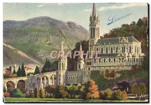 Ansichtskarte AK Lourdes La Basilique Et Le Pic Du Ger