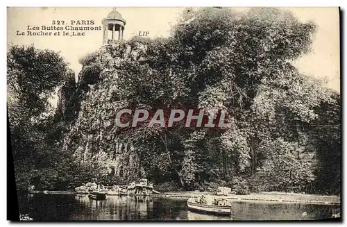 Cartes postales Paris Les Buttes Chaumont Le rocher et le lac