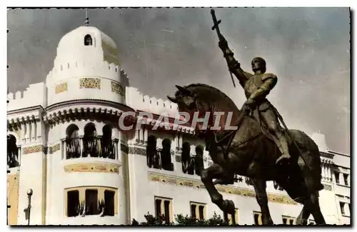 Moderne Karte Alger Statue de Jeanne D&#39Arc devant l&#39Hotel des Postes