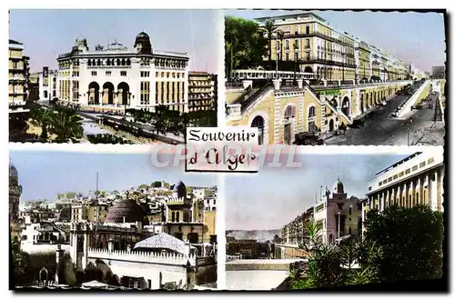 Cartes postales moderne Alger Souvenir La grande Poste Boulevard de la Republique Archeveche Cathedrale Casbah