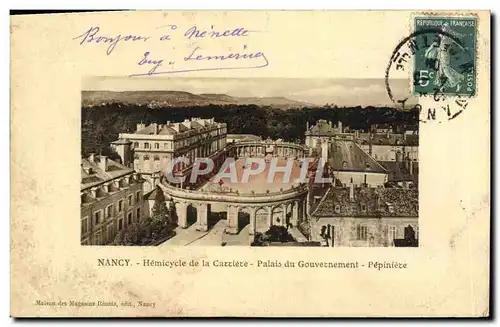 Cartes postales Nancy Hemicycle de la carriere Palais du gouvernement Pepiniere