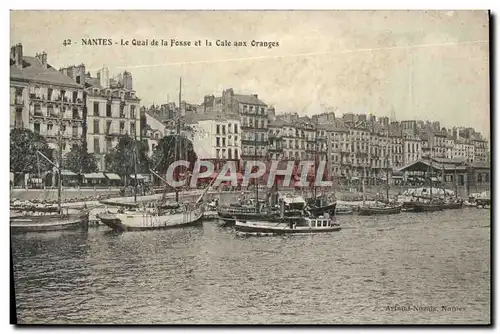 Cartes postales Nantes Le Quai de la Fosse et la Cale Aux Oranges Bateaux