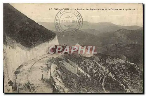 Cartes postales Le Puy de Dome Le Rocher des Belles Meres et la Chaine des Puys Train