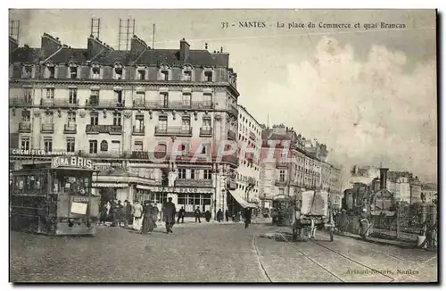 Ansichtskarte AK Nantes La Place du Commerce et Quai Brancas Tramway Train