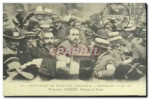 REPRO Souvenir du meeting vinicole Montpellier 9 juin 1907 Marcelin Albert saluant la foule